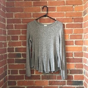Oatmeal Peplum Long Sleeve Top Paper Crane